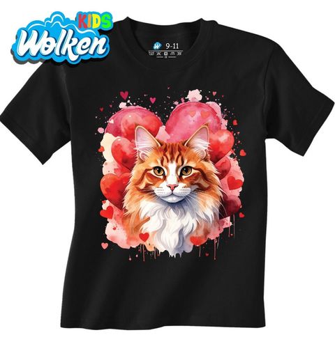 Obrázek produktu Dětské tričko Oranžová Kočka mezi Srdci