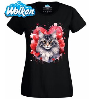 Dámské tričko Šedá Kočka mezi Srdci.jpg