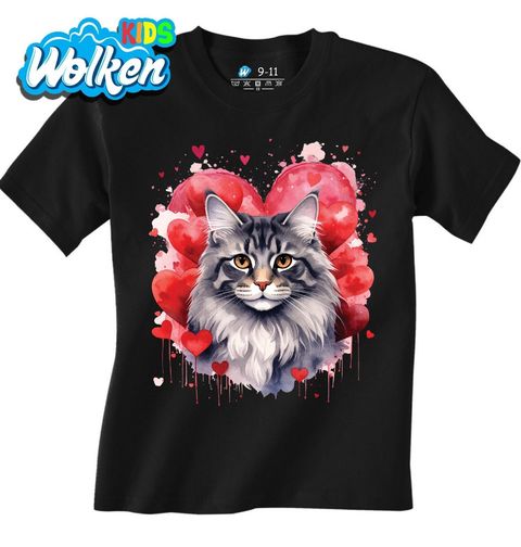 Obrázek produktu Dětské tričko Šedá Kočka mezi Srdci