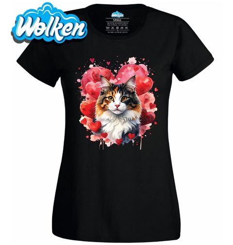 Obrázek produktu Dámské tričko Kočka Calico mezi Srdci