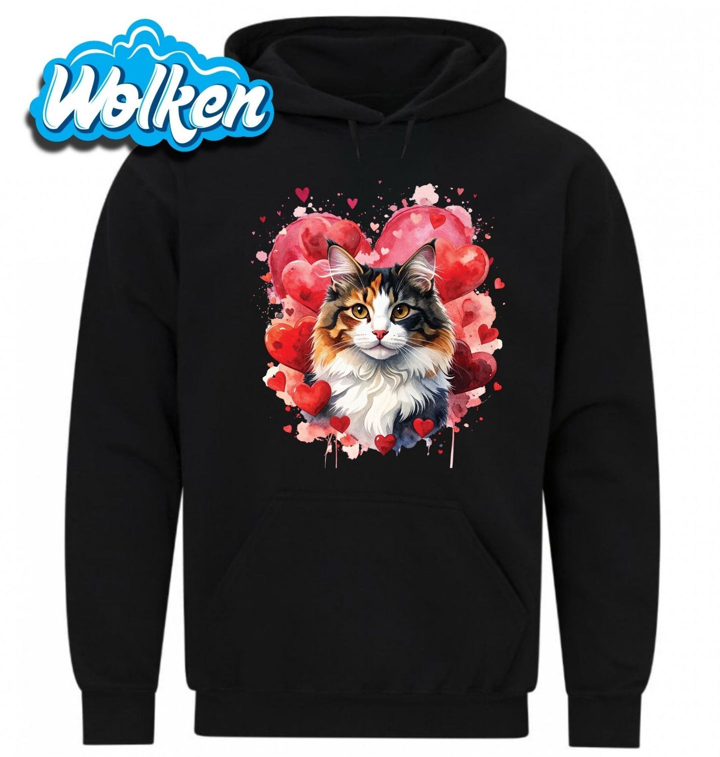 Mikina Kočka Calico mezi Srdci.jpg