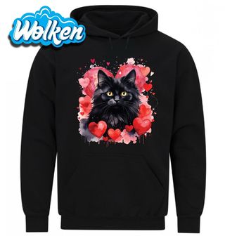 Mikina Černá Dlouhosrstá Kočka mezi Srdci.jpg