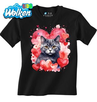 Dětské tričko Britská krátkosrstá Kočka mezi Srdci.jpg