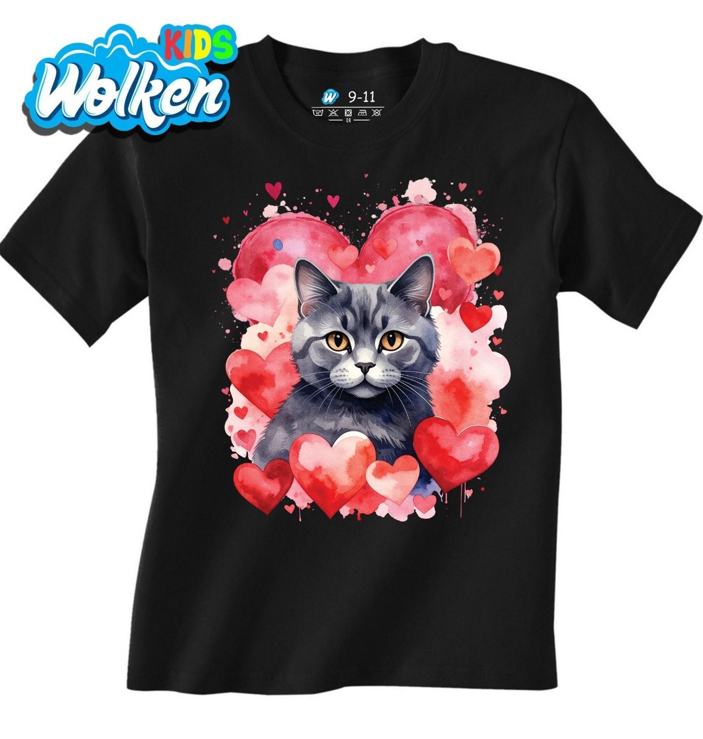 Dětské tričko Britská krátkosrstá Kočka mezi Srdci.jpg