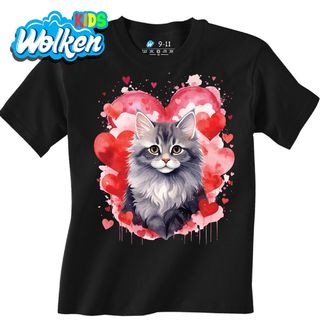 Dětské tričko Šedá Mourovatá Kočka mezi Srdci.jpg