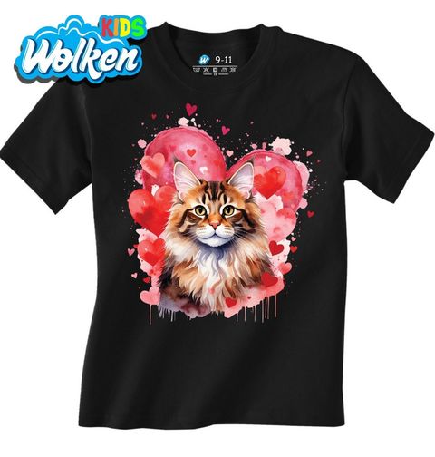 Obrázek produktu Dětské tričko Mourovatá Mainská mývalí Kočka mezi Srdci
