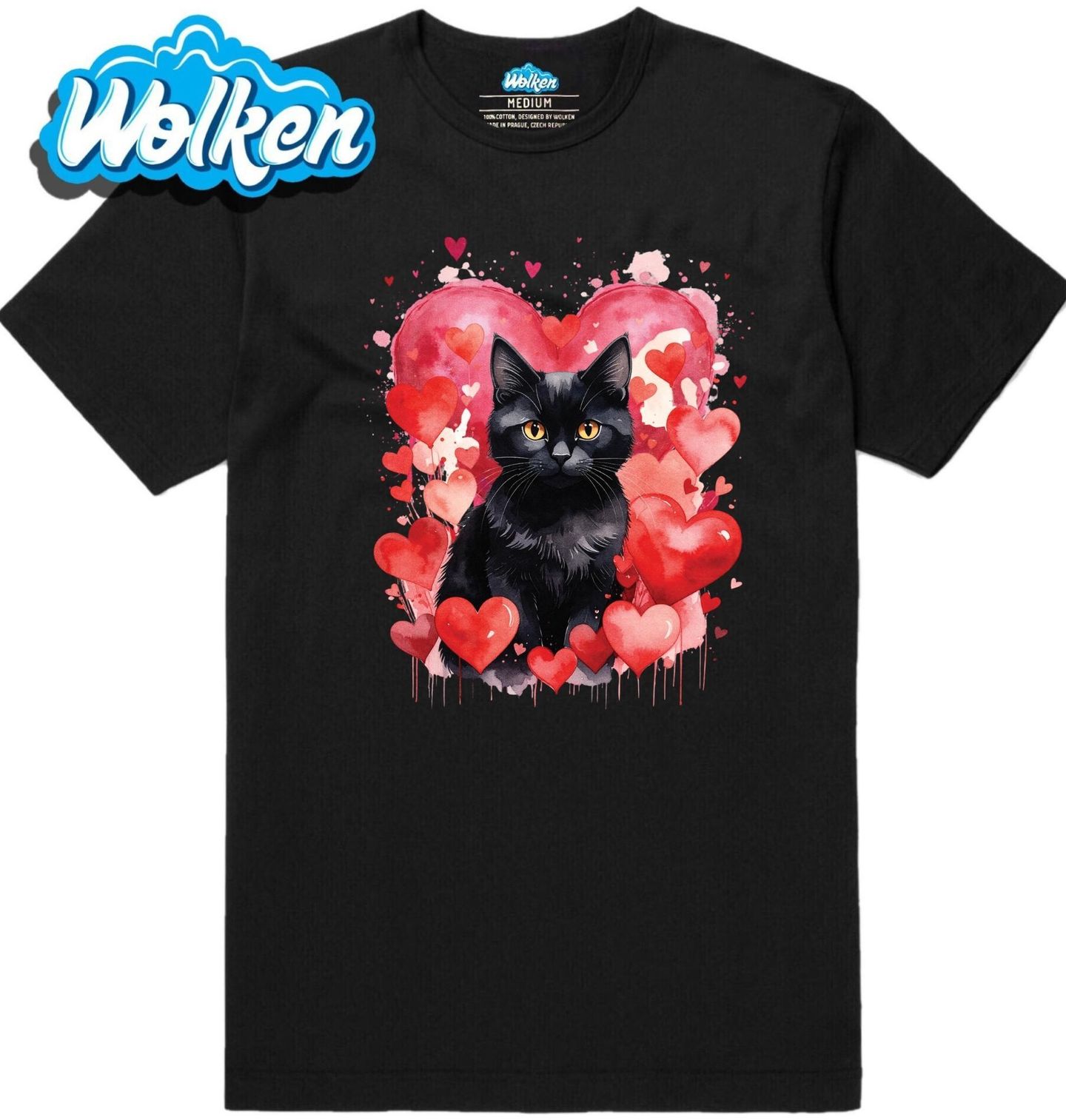 Pánské tričko Černá Bombajská Kočka mezi Srdci.jpg