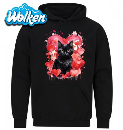 Obrázek produktu Pánská mikina Černá Bombajská Kočka mezi Srdci