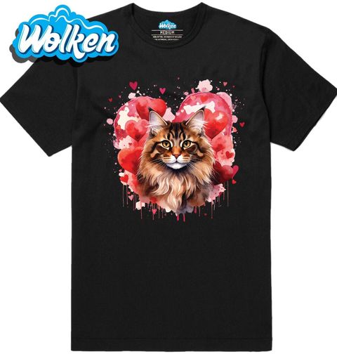 Obrázek produktu Pánské tričko Hnědá Mainská mývalí Kočka mezi Srdci