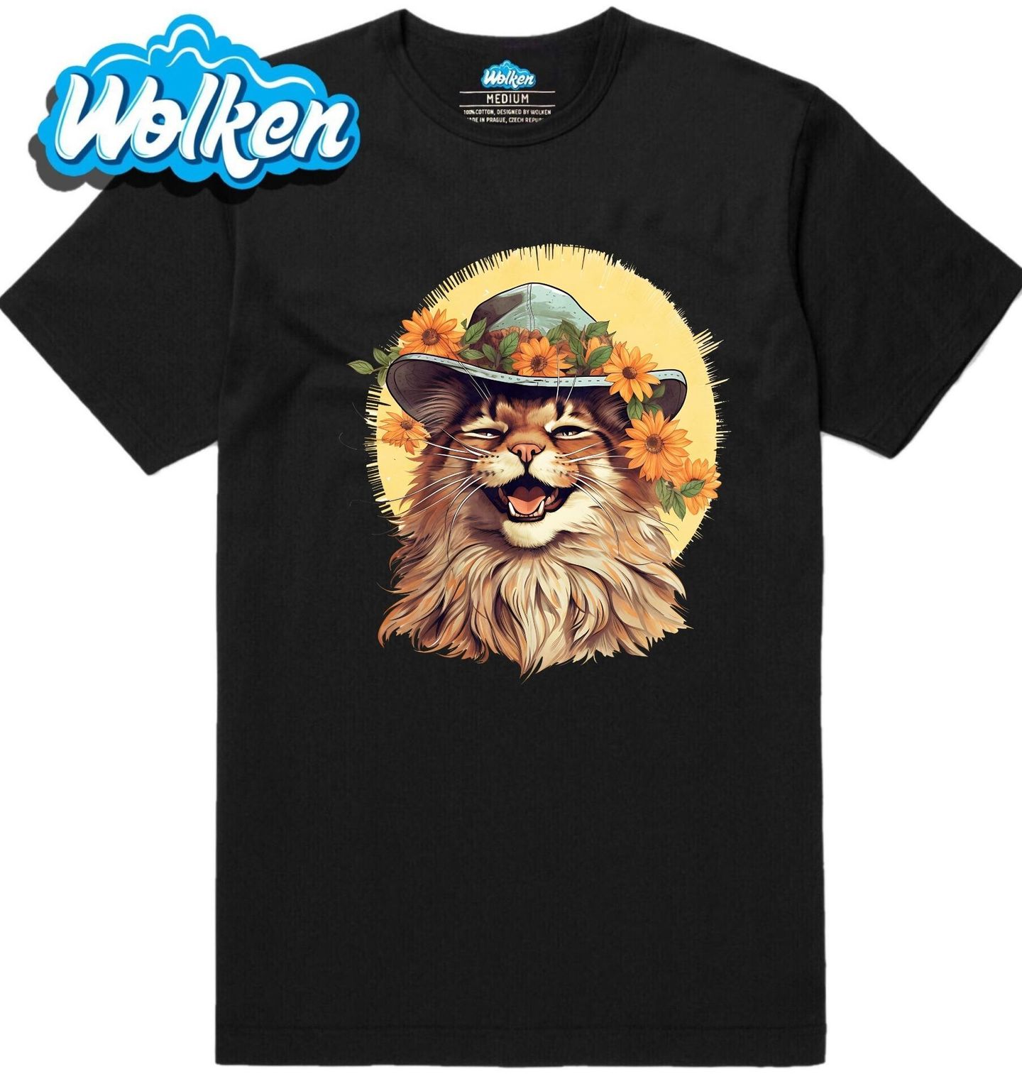 Pánské tričko Usměvavá Mainská mývalí Kočka v Klobouku.jpg