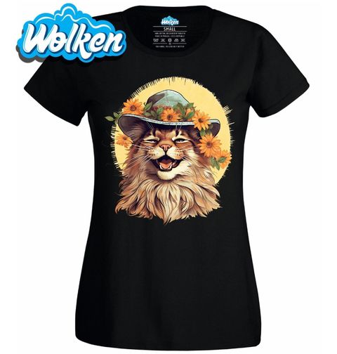 Obrázek produktu Dámské tričko Usměvavá Mainská mývalí Kočka v Klobouku