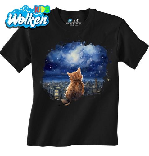 Obrázek produktu Dětské tričko Kočka na Střeše pod Hvězdami