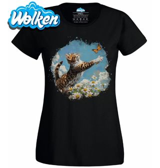 Dámské tričko Kočka a Motýl mezi Kopretinami.jpg