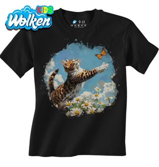 Dětské tričko Kočka a Motýl mezi Kopretinami.jpg