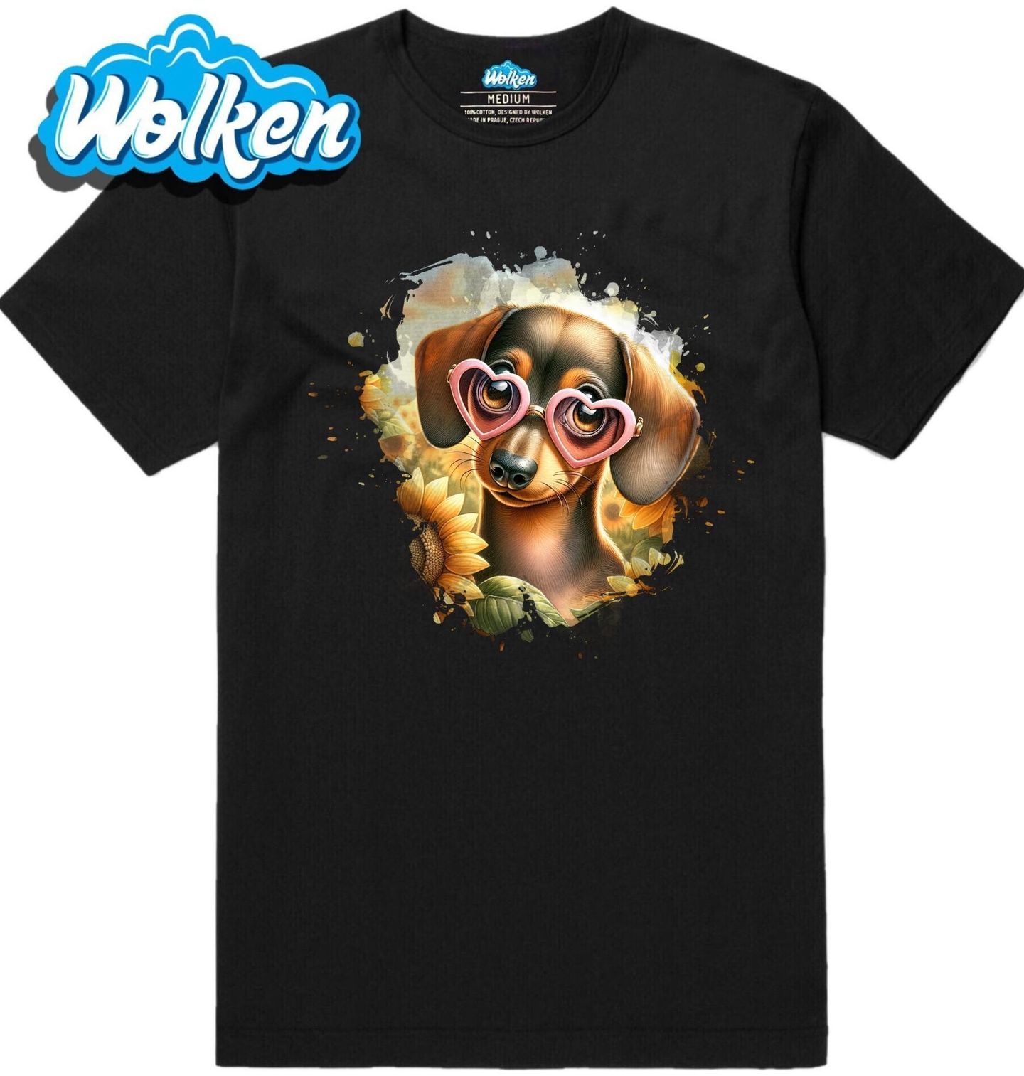 Pánské tričko Zamilovaný Jezevčík mezi Slunečnicemi.jpg