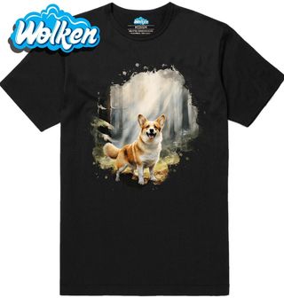 Pánské tričko Usměvavý Corgi v Lese.jpg