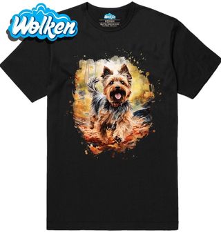 Pánské tričko Jorkšírský teriér na Procházce.jpg