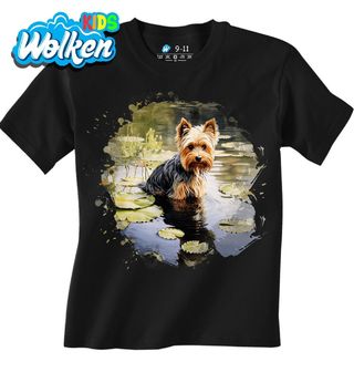 Dětské tričko Mokrý Jorkšírský teriér v Jezírku.jpg