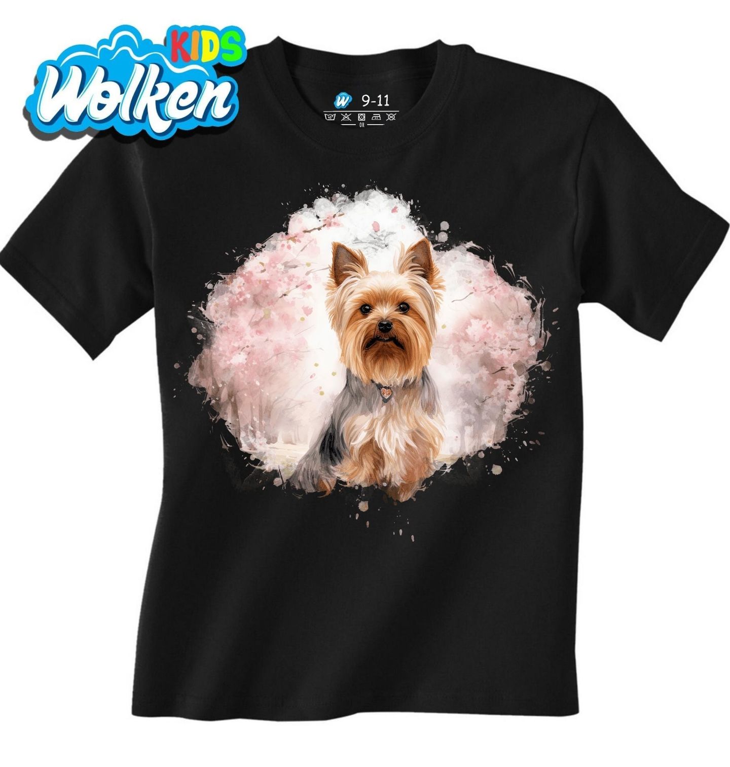 Dětské tričko Jorkšírský teriér mezi Sakurami.jpg