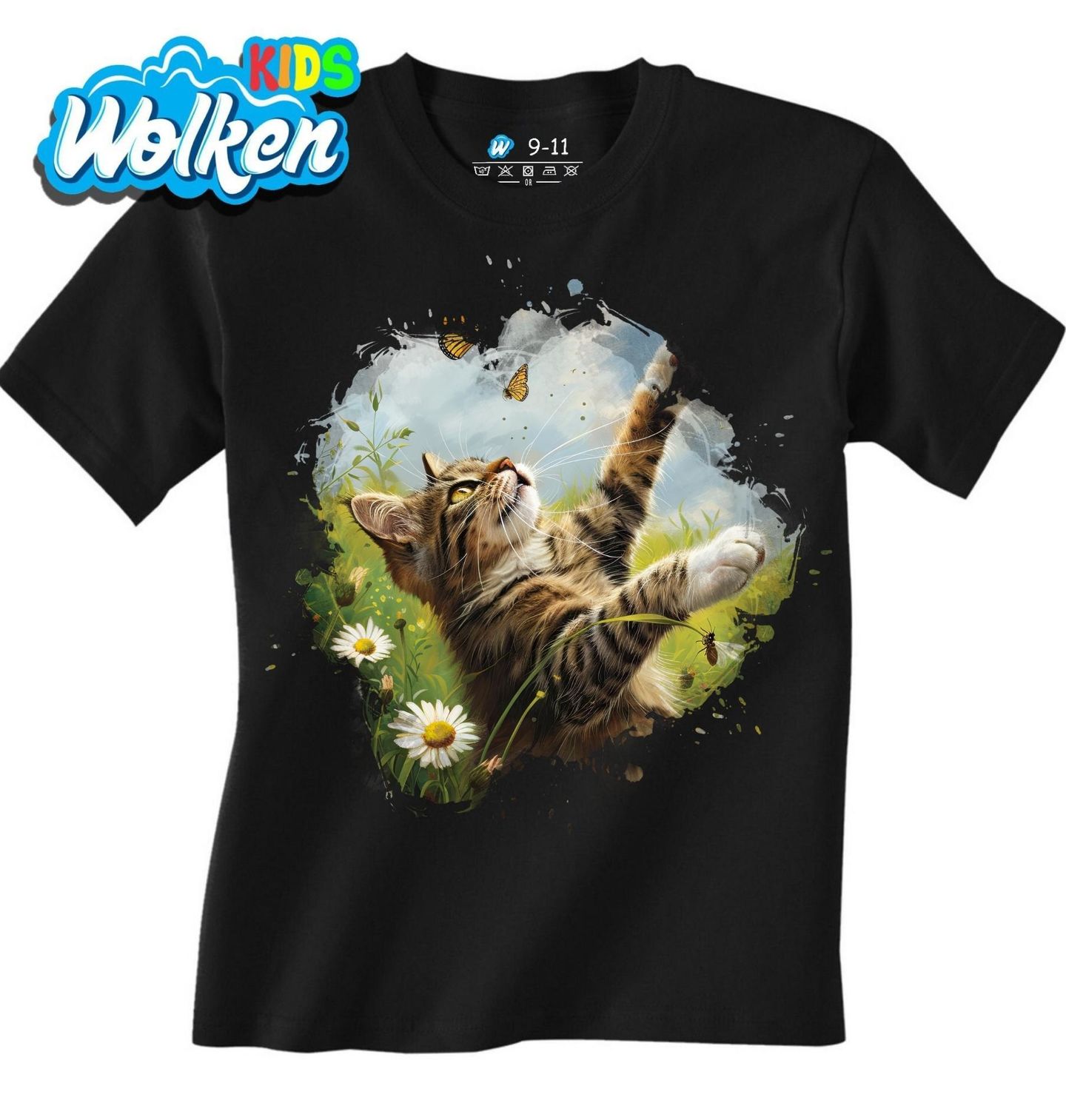 Dětské tričko Kočičí Dobrodružství s Motýly.jpg