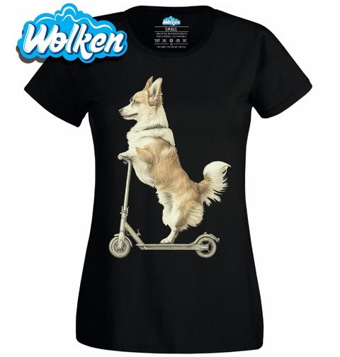 Obrázek produktu Dámské tričko Corgi na Koloběžce