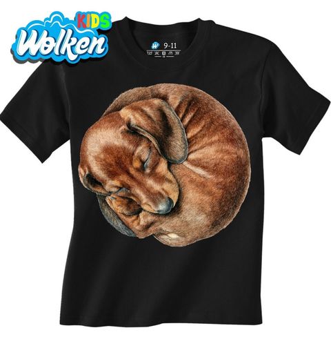 Obrázek produktu Dětské tričko Spící Jezevčík v Klubíčku