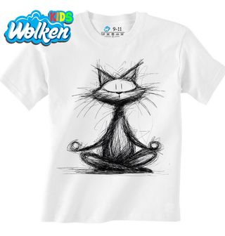 Dětské tričko Meditující Kočka Skica.jpg