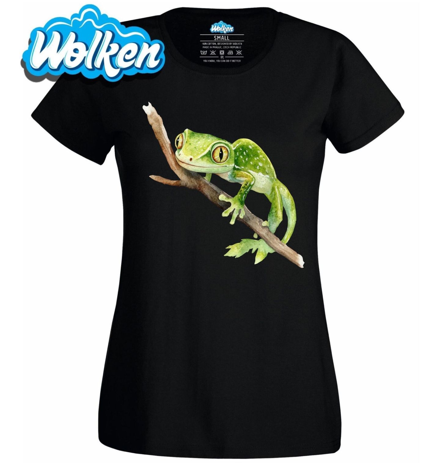 Dámské tričko Novozélandský Zelený Gekon Naultinus.jpg