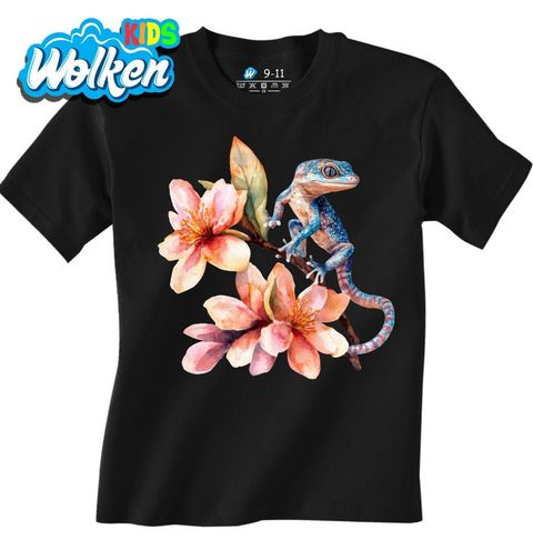 Obrázek produktu Dětské tričko Modrý Gekon mezi Květinami