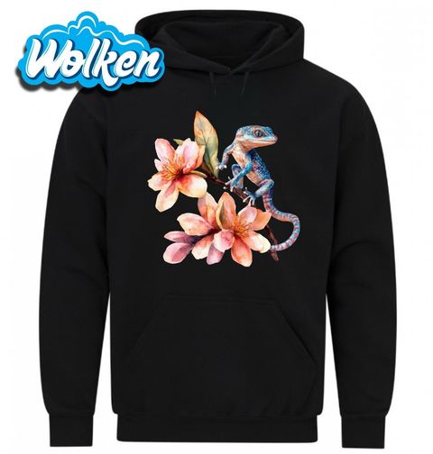 Obrázek produktu Pánská mikina Modrý Gekon mezi Květinami