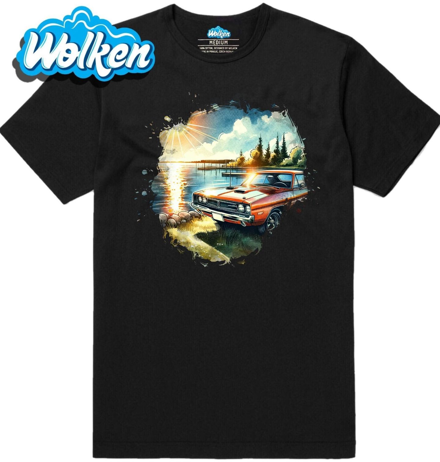 Pánské tričko Dodge Charger u Jezera.jpg