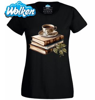 Dámské tričko Knihy s Šálkem Kávy.jpg
