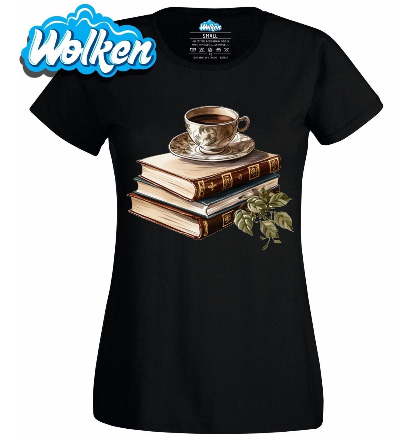 Dámské tričko Knihy s Šálkem Kávy.jpg