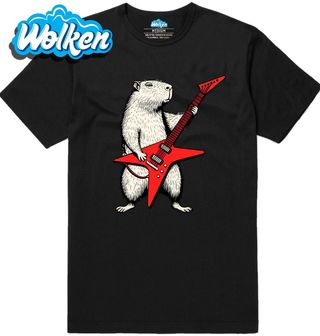 Pánské tričko Divoká Kapybara s Elektrickou Kytarou.jpg