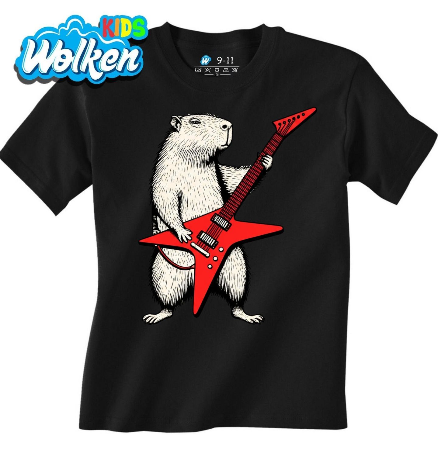 Dětské tričko Divoká Kapybara s Elektrickou Kytarou.jpg