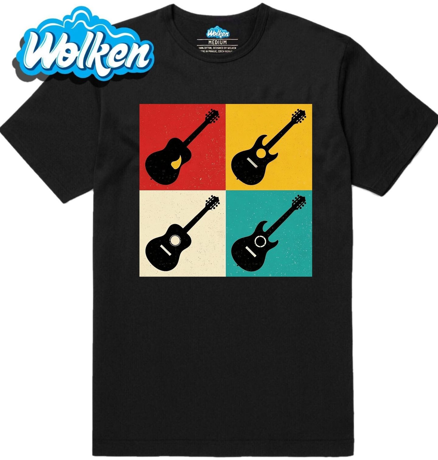 Pánské tričko Čtyři druhy Kytary Retro Koláž.jpg