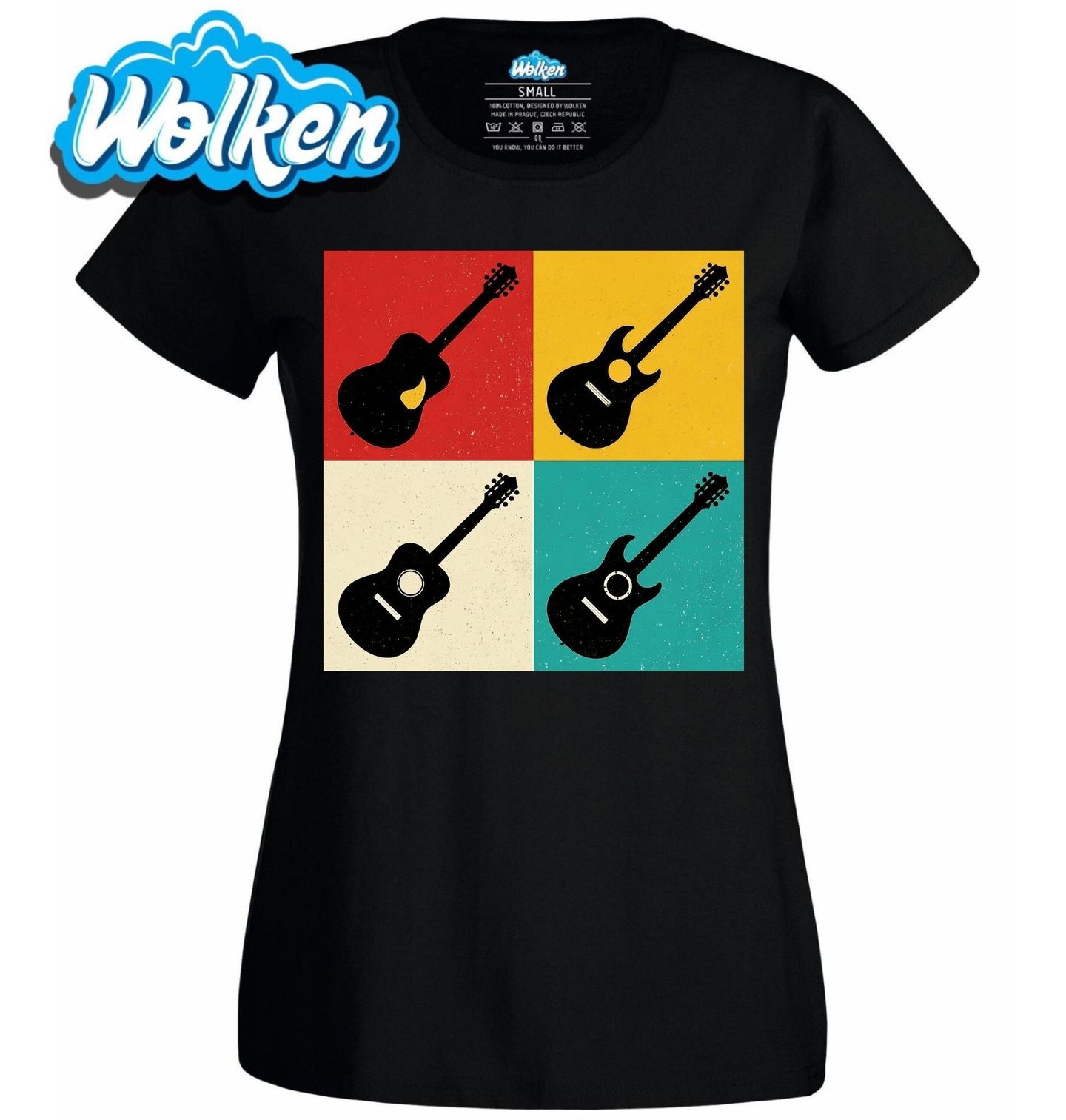 Dámské tričko Čtyři druhy Kytary Retro Koláž.jpg