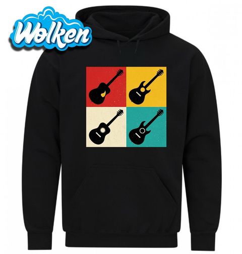 Obrázek produktu Pánská mikina Čtyři druhy Kytary Retro Koláž