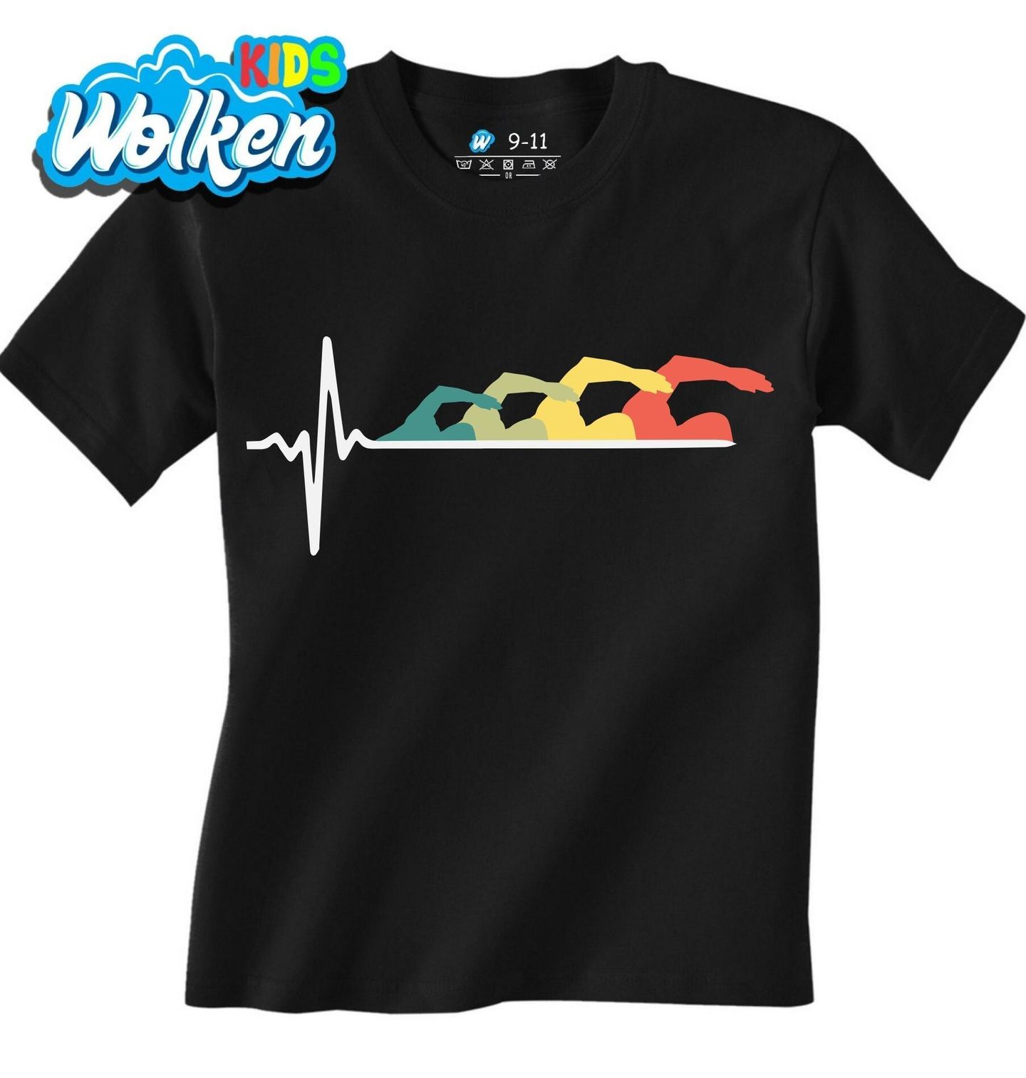 Dětské tričko Retro Kardiogram Plavání Kraul.jpg