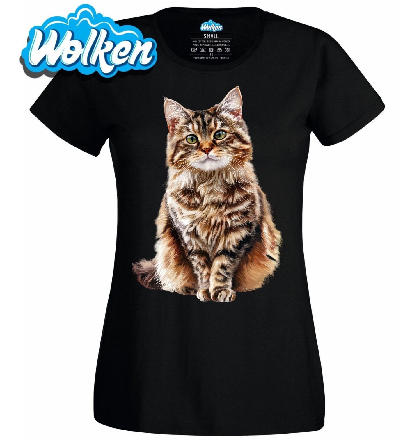 Dámské tričko Domácí Dlouhosrstá Kočka.jpg