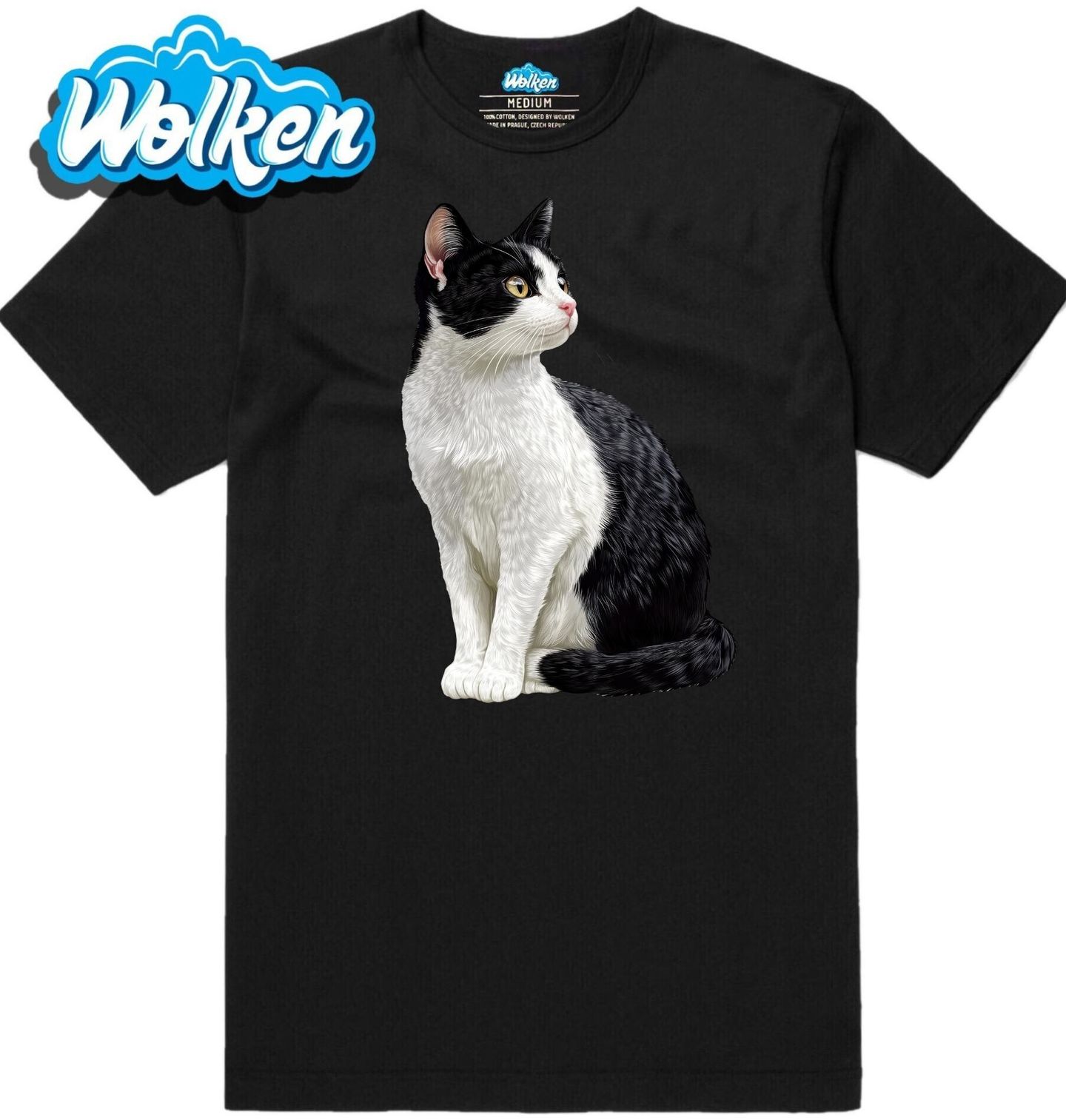 Pánské tričko Elegantní Černobílá Kočka.jpg