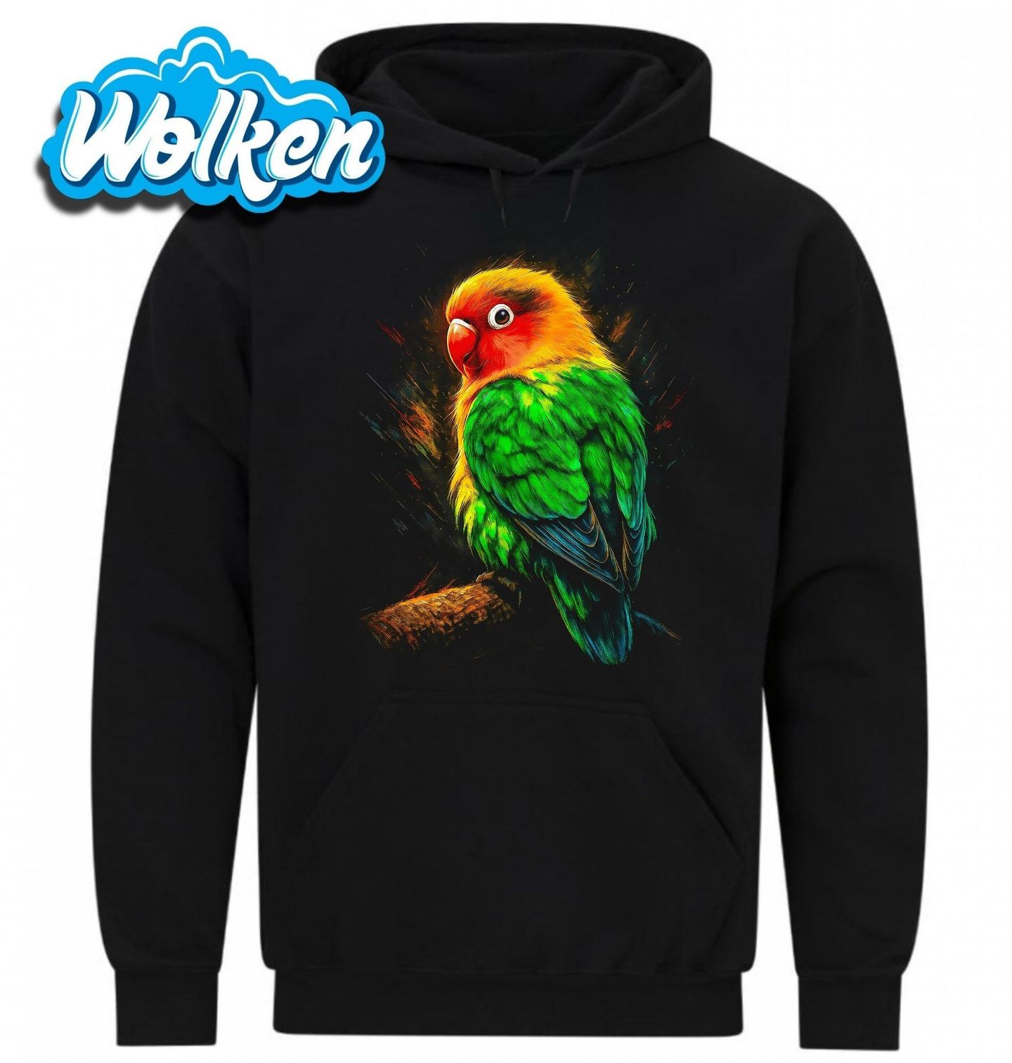 Mikina Papoušek lásky Agapornis Lovebirds.jpg