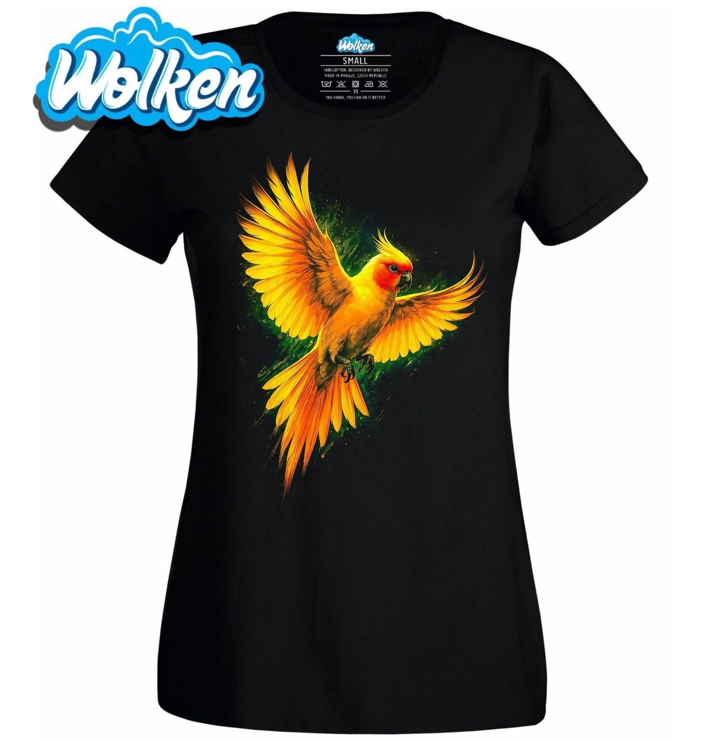 Dámské tričko Korela chocholatá v Letu.jpg