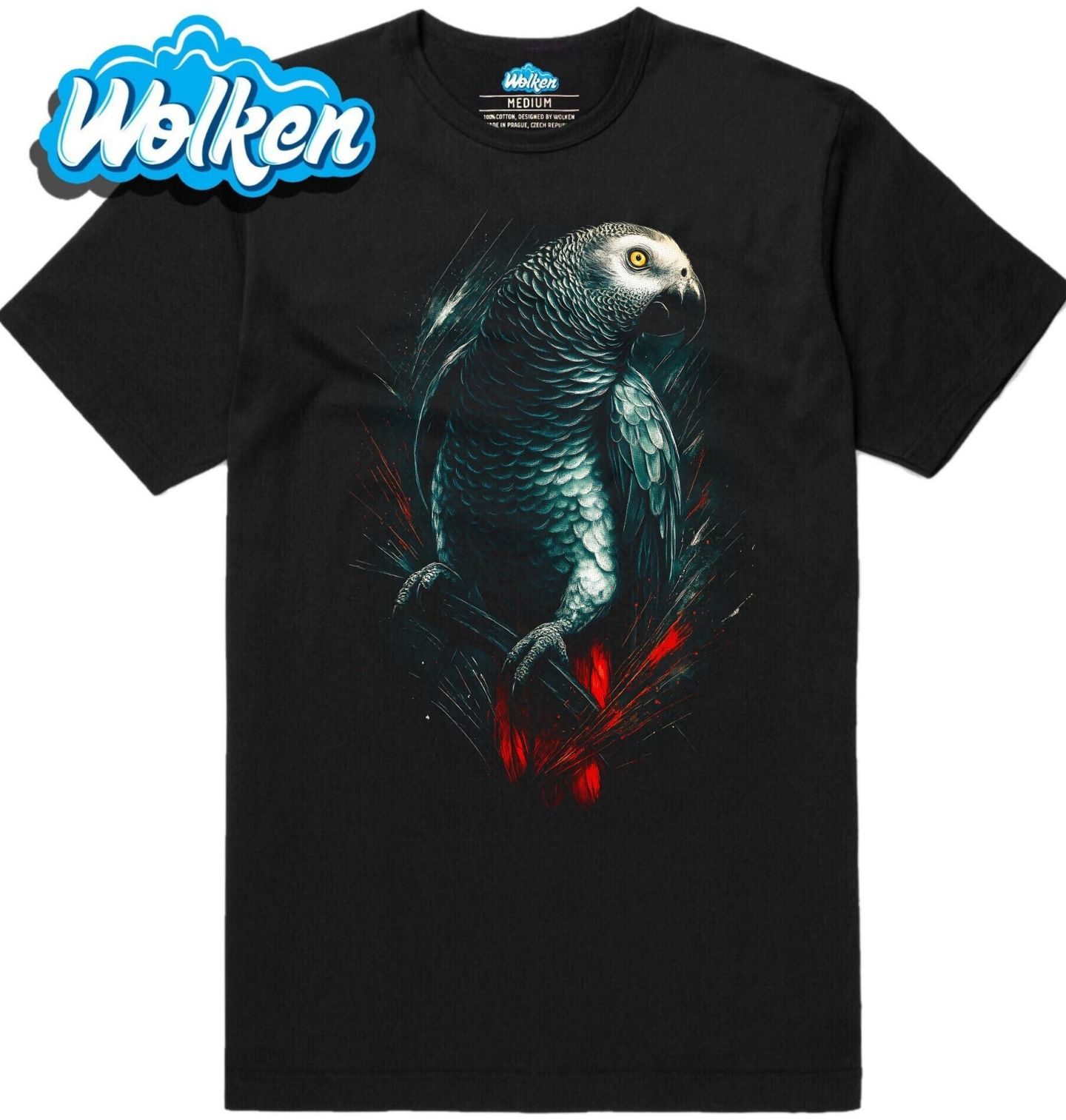 Pánské tričko Papoušek šedý Žako.jpg