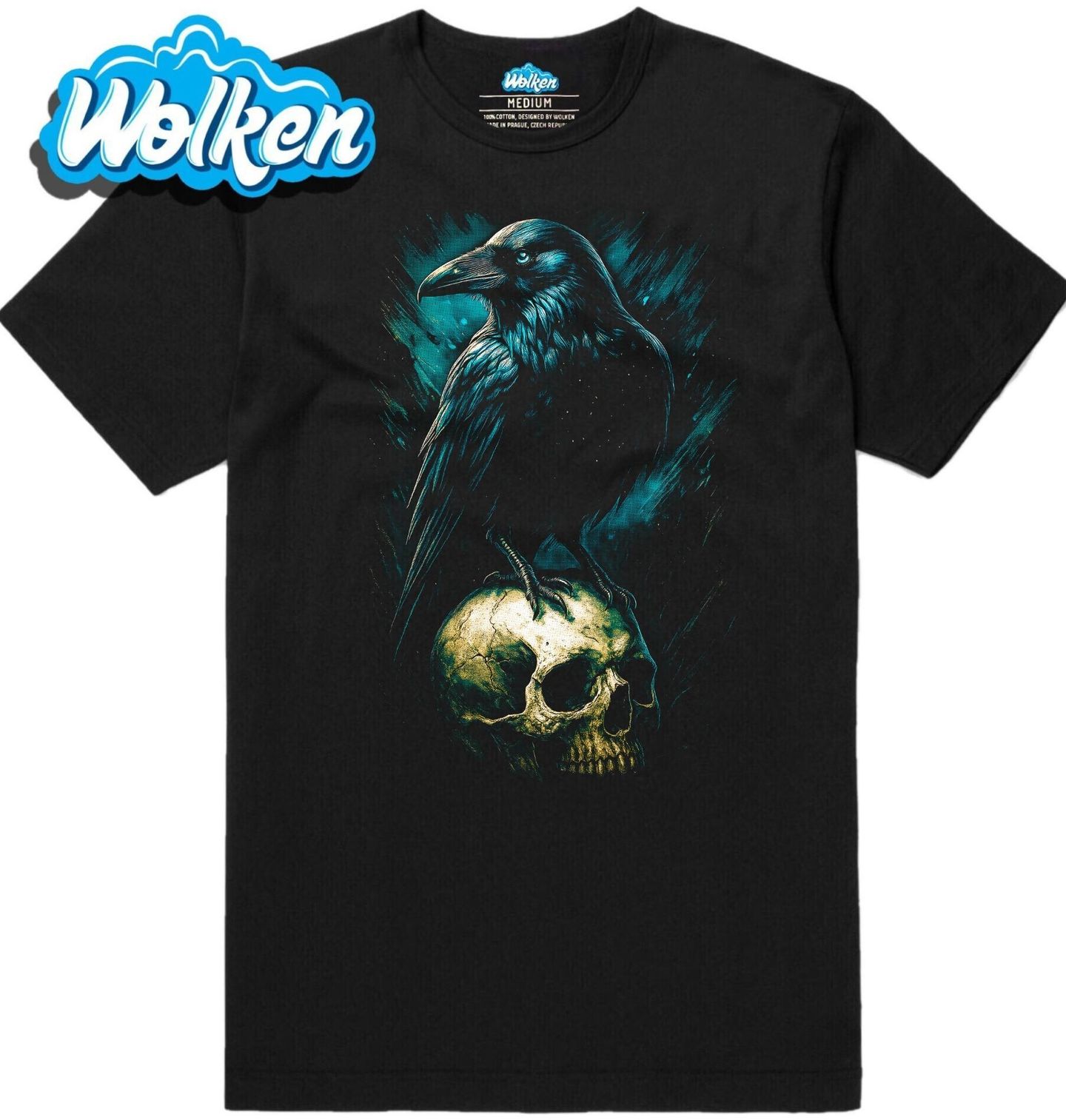 Pánské tričko Krkavec velký sedící na Lebce.jpg