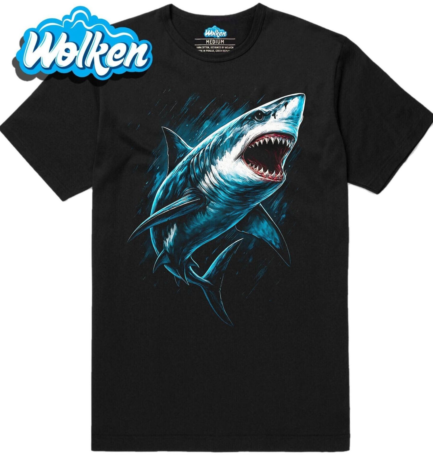 Pánské tričko Žralok bílý.jpg