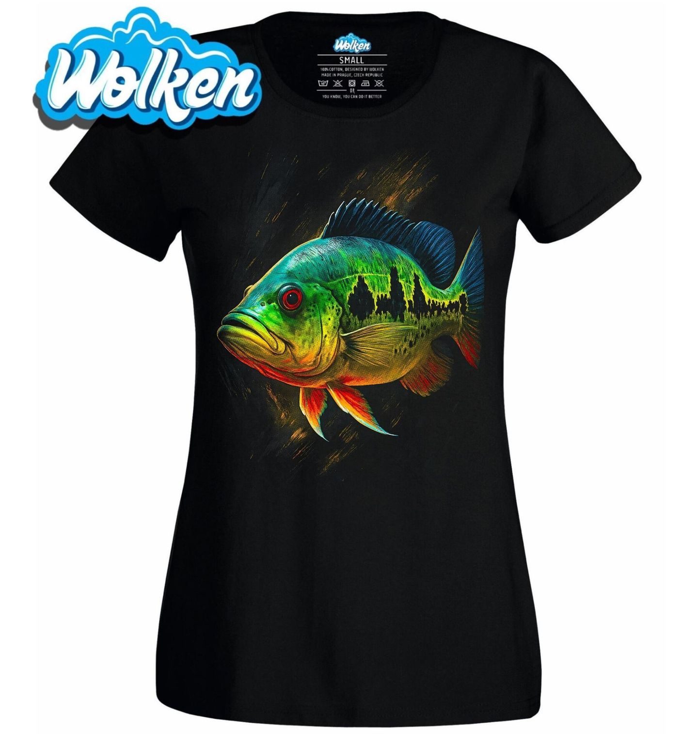 Dámské tričko Paví okoun Peacock bass.jpg