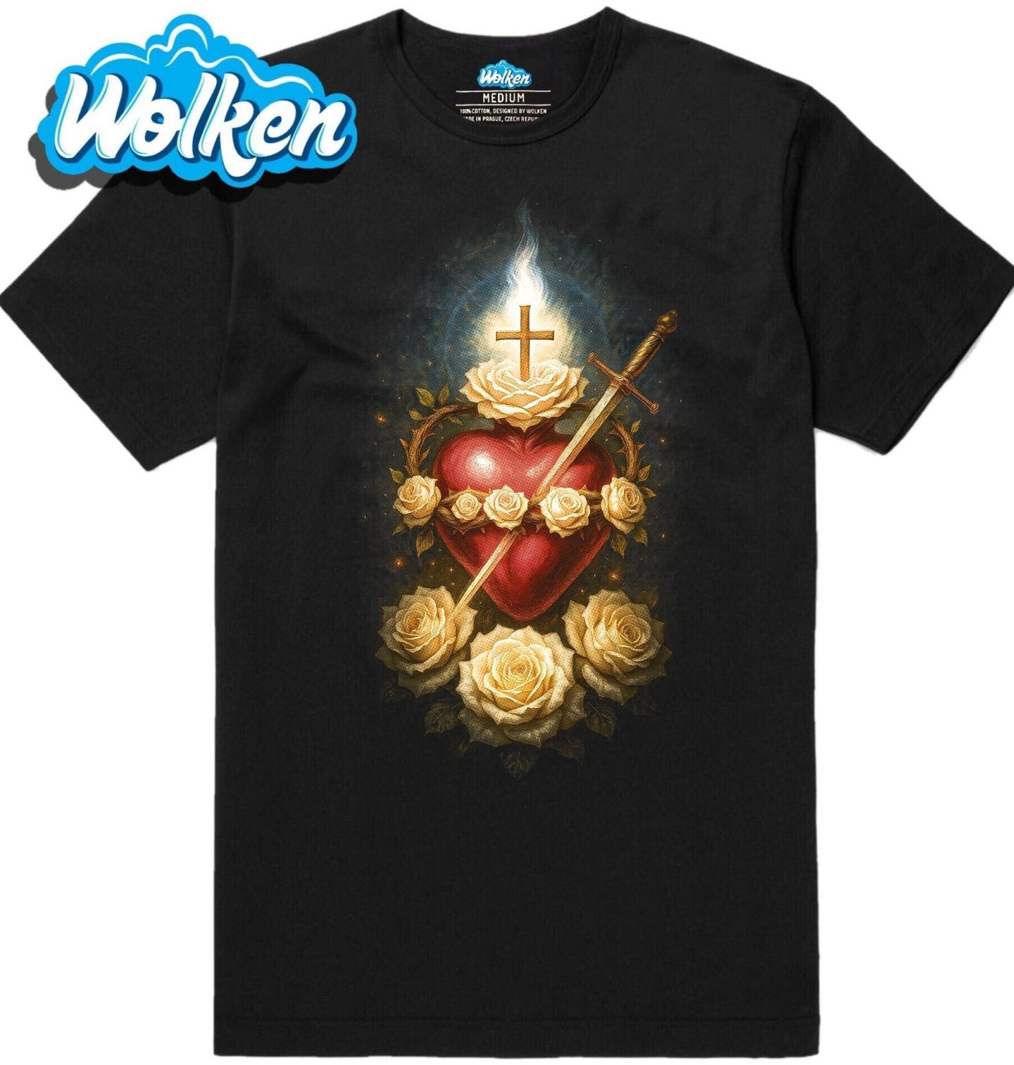 Pánské tričko Neposkvrněné Srdce Panny Marie mezi Růžemi.jpg