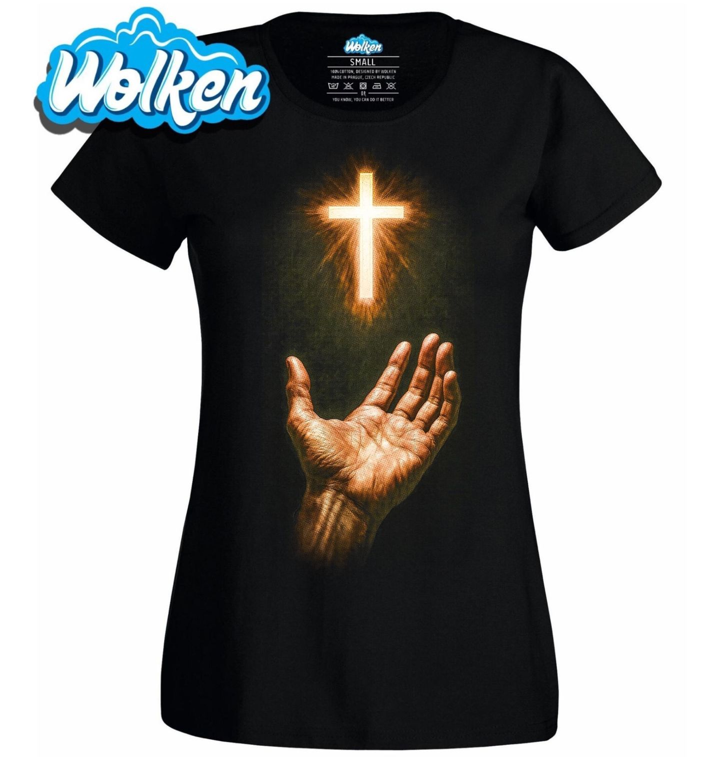 Dámské tričko Křesťanský Kříž na Dotek.jpg