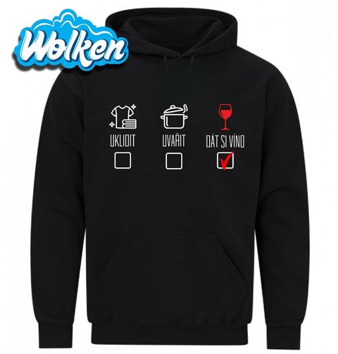 Obrázek produktu Pánská mikina Uklidit? Uvařit? Dát si víno!